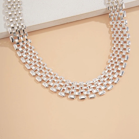 Exaggerated 925S Wide Hollow Chunky Choker - Picture 4 of 11